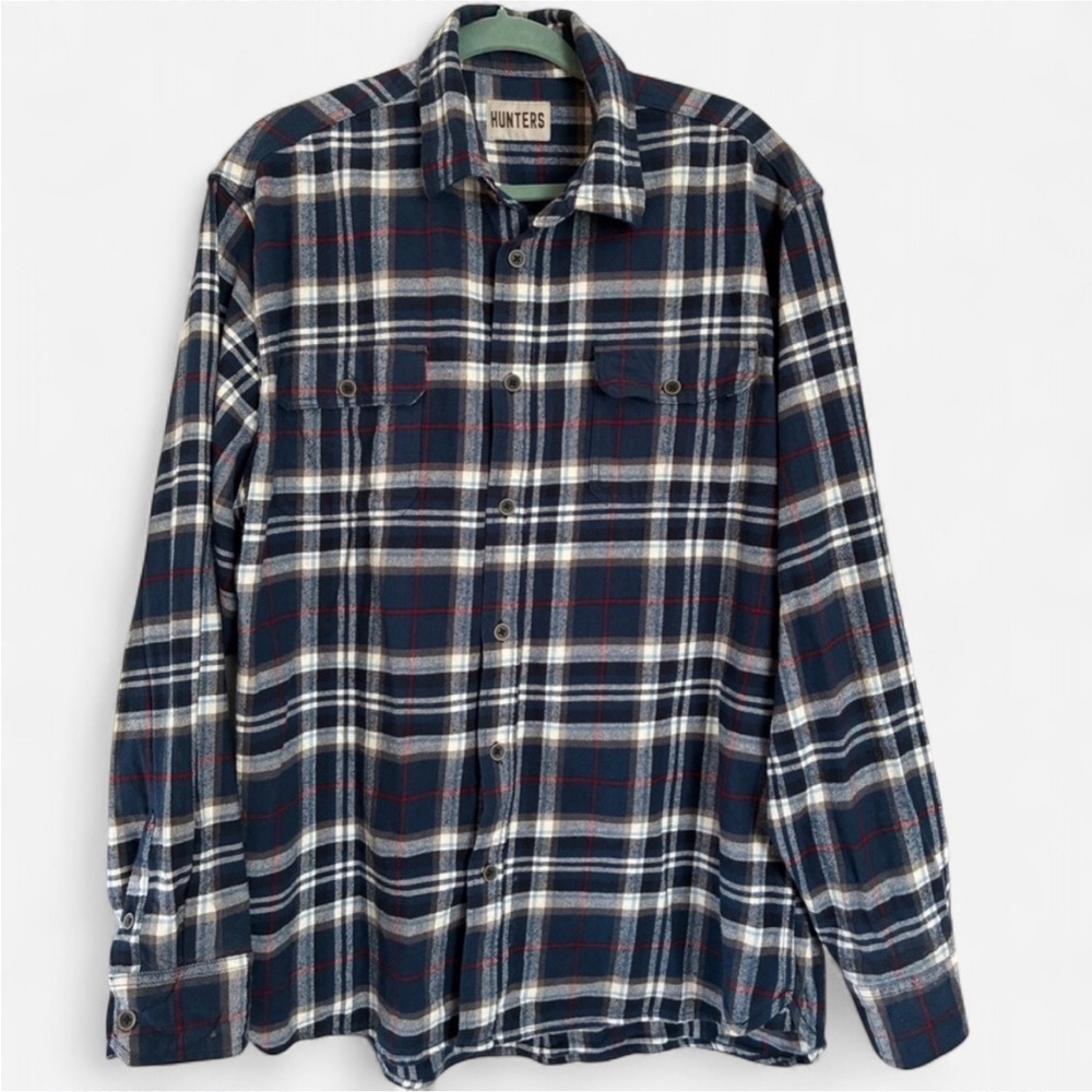 Hunters Men's Plaid Flannel Button-down Shirt – Size XL (Excellent Condition)